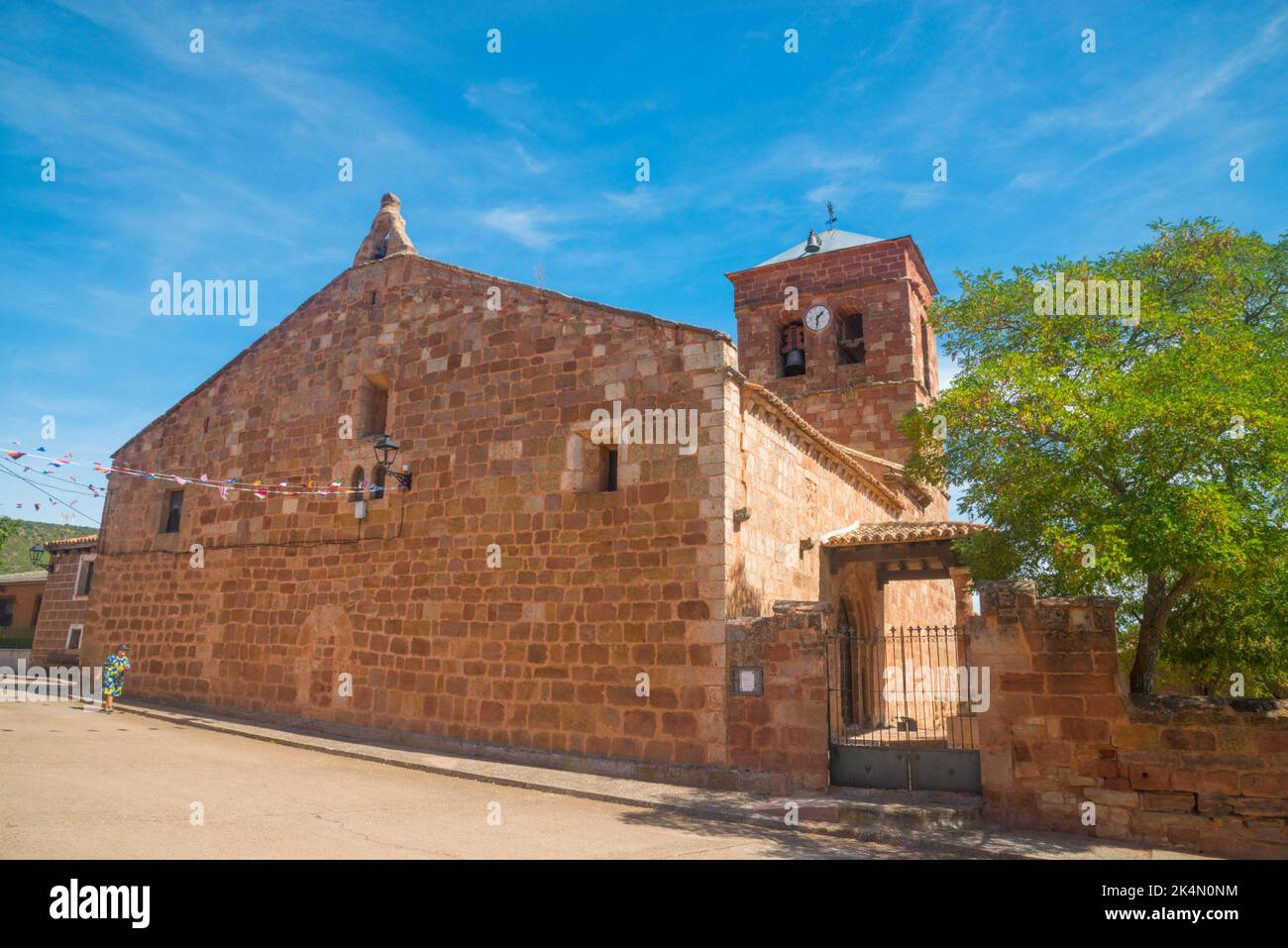 Facade of Natividad church. Hijes, Guadalajara province, Castilla La Mancha, Spain. Stock Photo
