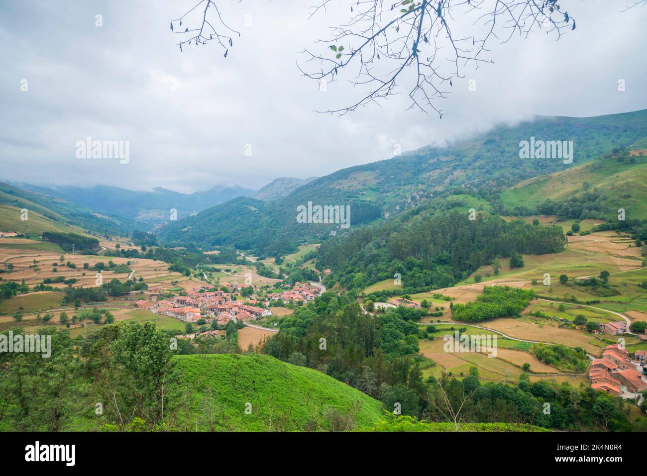 Overview from Asomada del Ribero. Carmona, Cantabria, Spain. Stock Photo