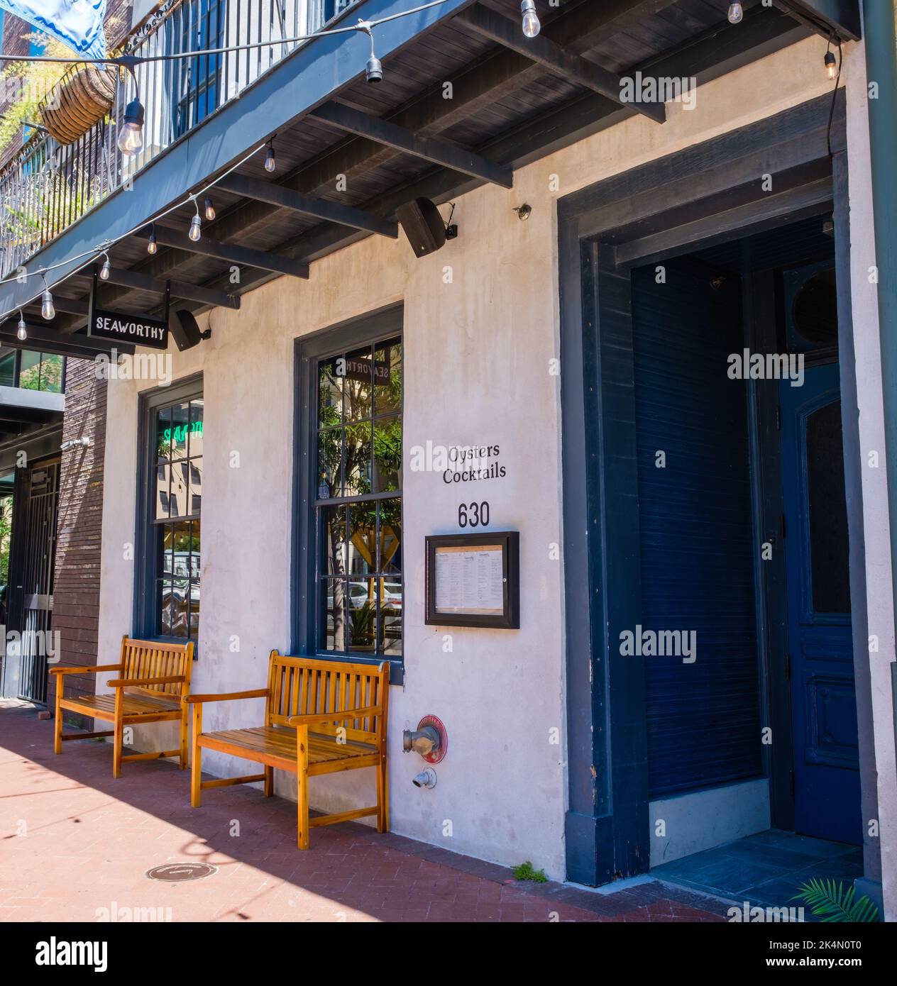 NEW ORLEANS, LA, USA - OCTOBER  2, 2022: Front of Seaworthy Restaurant on Carondelet Street in Downtown New Orleans Stock Photo