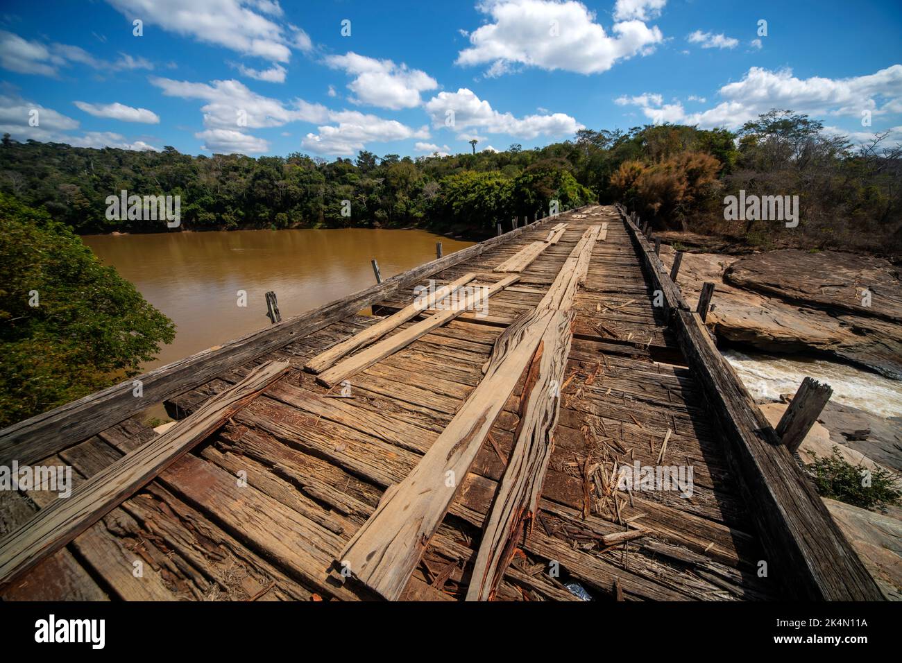 Ponte Queimada showing bad estate of conservation at Rio Doce Estate Park, Cava Grande, Minas Gerais, Brazil Stock Photo