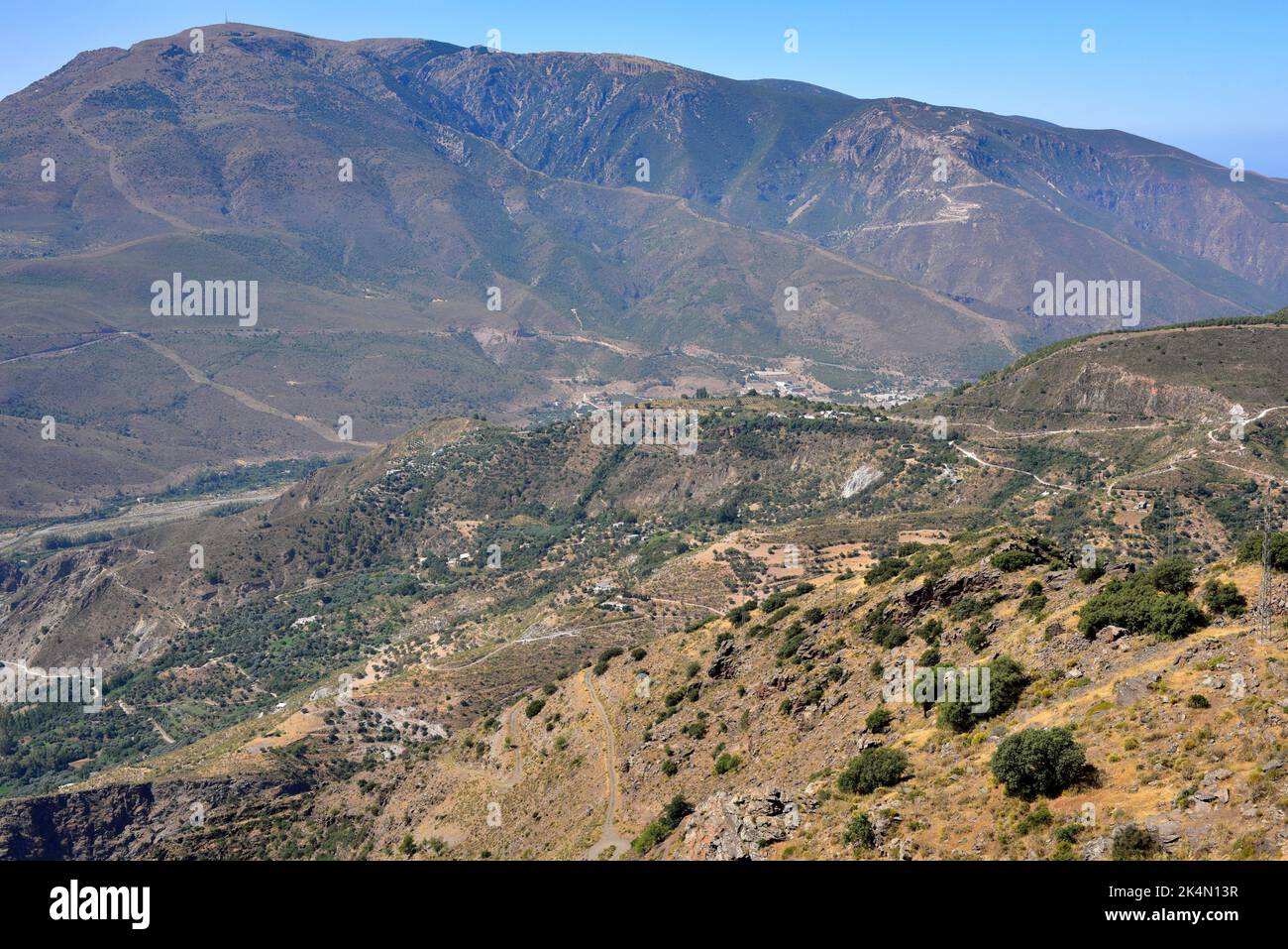 La Alpujarra or Las Alpujarras, panoramic view. Granada, Andalusia, Spain. Stock Photo