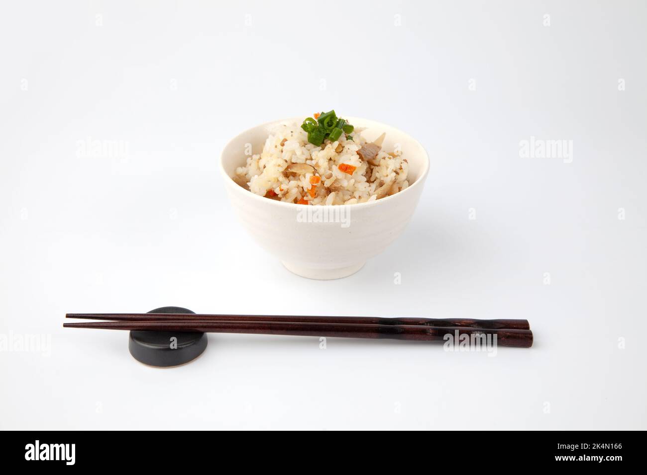 Japanese mixed rice with chicken isolated on white background Stock
