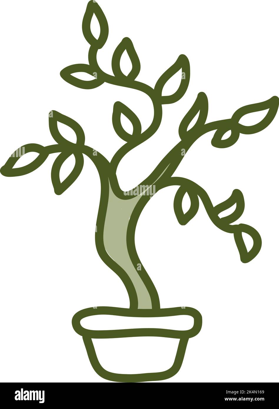 Bonsai tree in pot, illustration, vector on a white background. Stock Vector