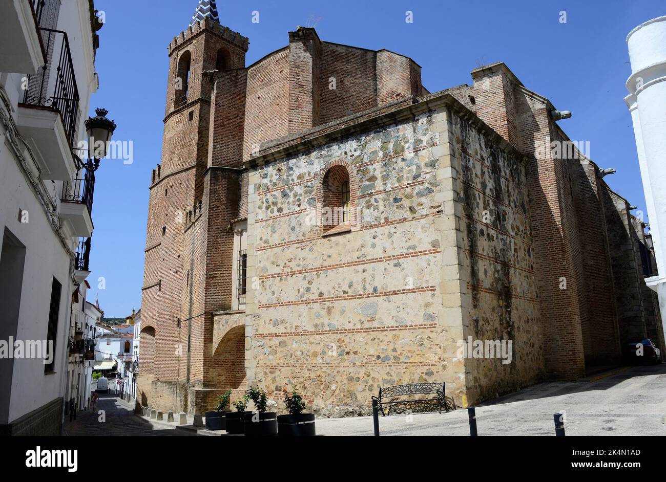Aroche, Nuestra Señora de la Asunción church (14-17th century). Huelva, Andalusia, Spain. Stock Photo