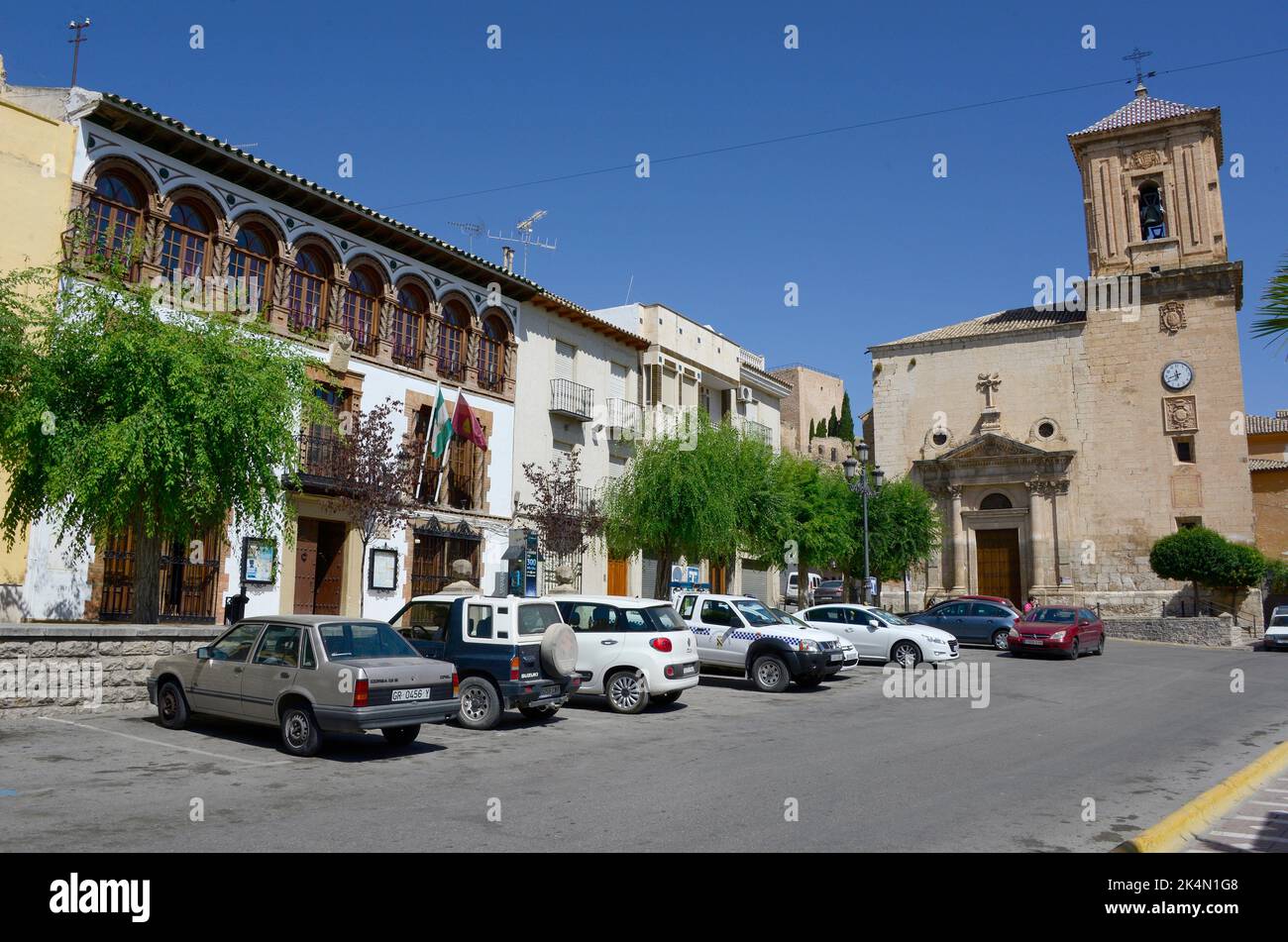 Jódar, town hall and La Asunción church. Sierra Mágina, Jaén, Andalusia, Spain. Stock Photo