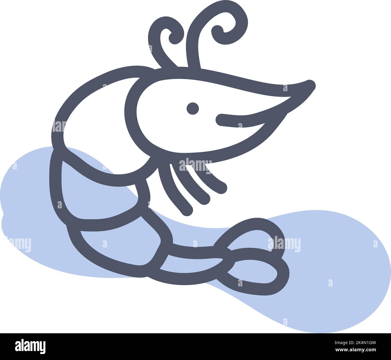 Sea shrimp, illustration, vector on a white background. Stock Vector