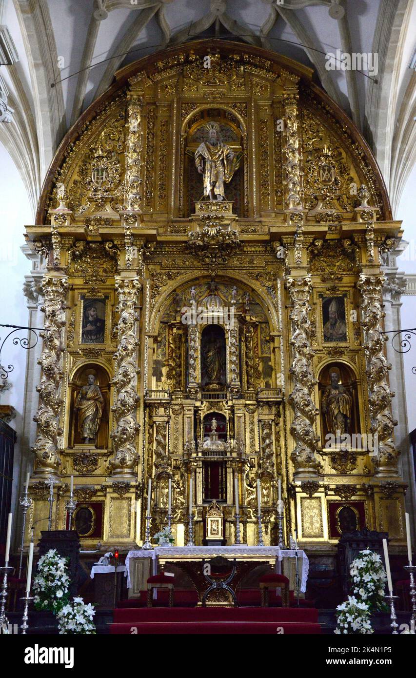 Baeza cathedral (Catedral de la Natividad de Nuestra Señora), Main Altar (baroque, 17th century). Jaén, Andalusia, Spain. Stock Photo