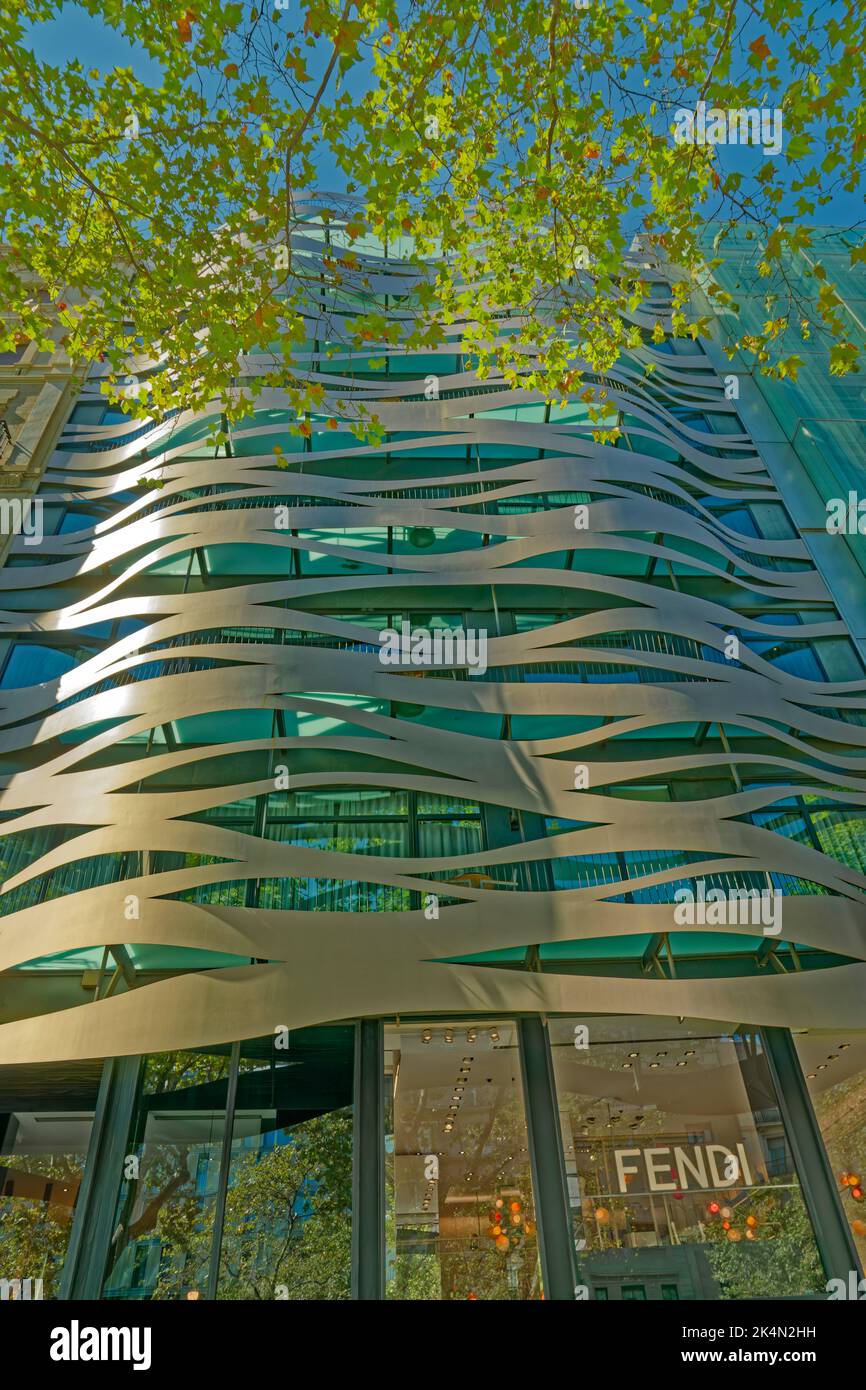 Contemporary architecture of the Fendi building in Barcelona, Catalonia, Spain. Stock Photo