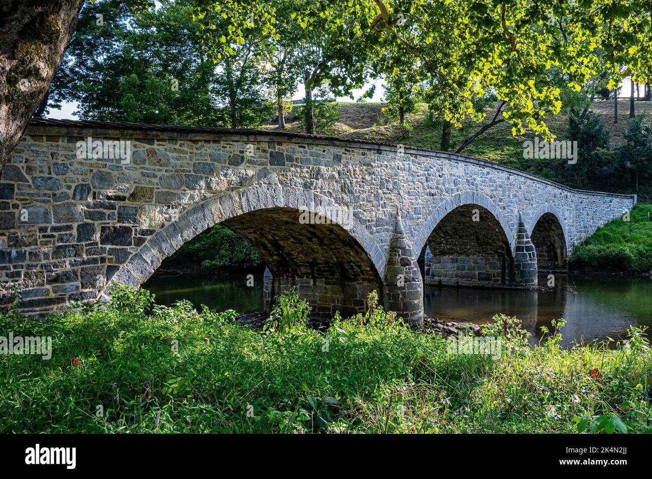 A scenic view of the Burnside Bridge in Antietam Battlefield, Maryland Stock Photo