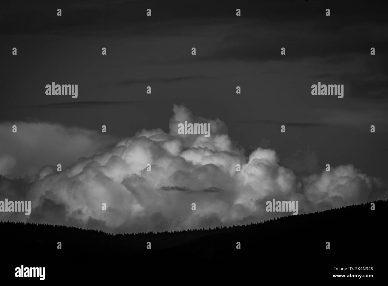 Summer landscape cumulus clouds over Black and White Stock Photos ...