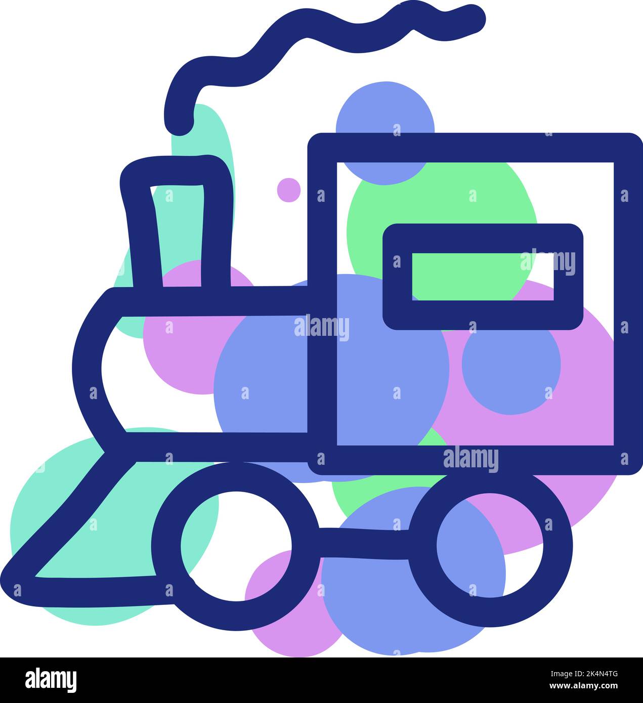 Colorful train toy, illustration, vector on a white background. Stock Vector