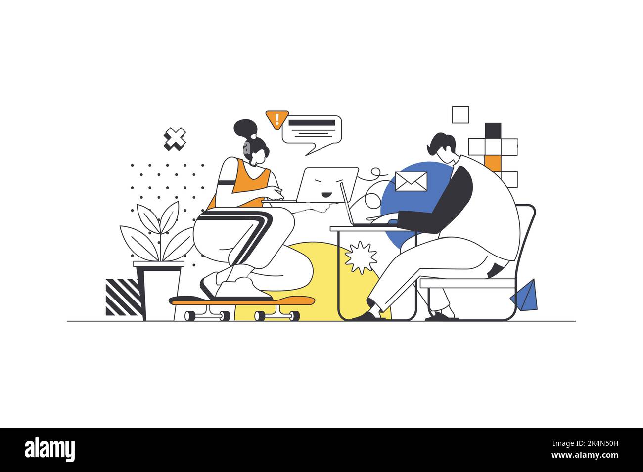 Online work scene Stock Vector Images - Alamy