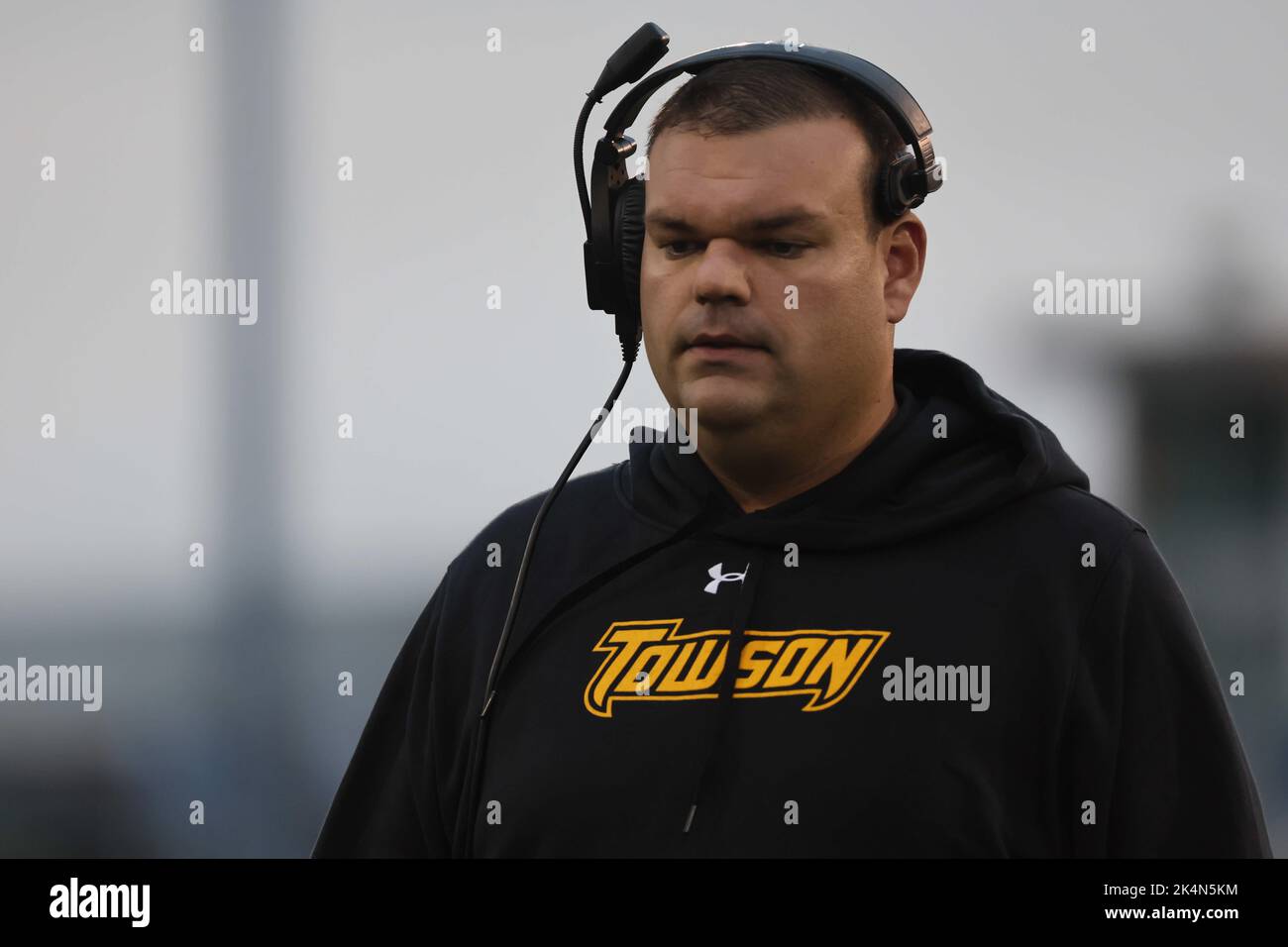 Newark, Delaware, USA. 1st Oct, 2022. Towson run game coordinator/offensive line coach ALEX STADLER seen during a week five game between the Delaware Blue Hens and the Towson Tiger Saturday, Oct. 01, 2022; at Tubby Raymond Field at Delaware Stadium in Newark, DE. (Credit Image: © Saquan Stimpson/ZUMA Press Wire) Stock Photo