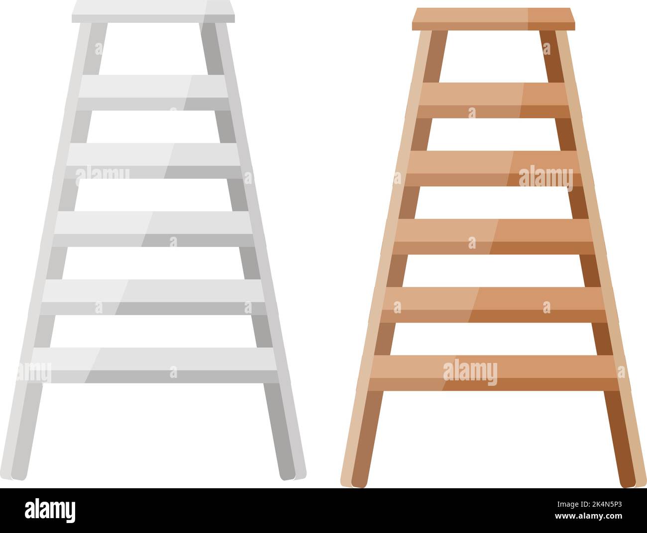 Metal and wooden ladders, illustration, vector on a white background