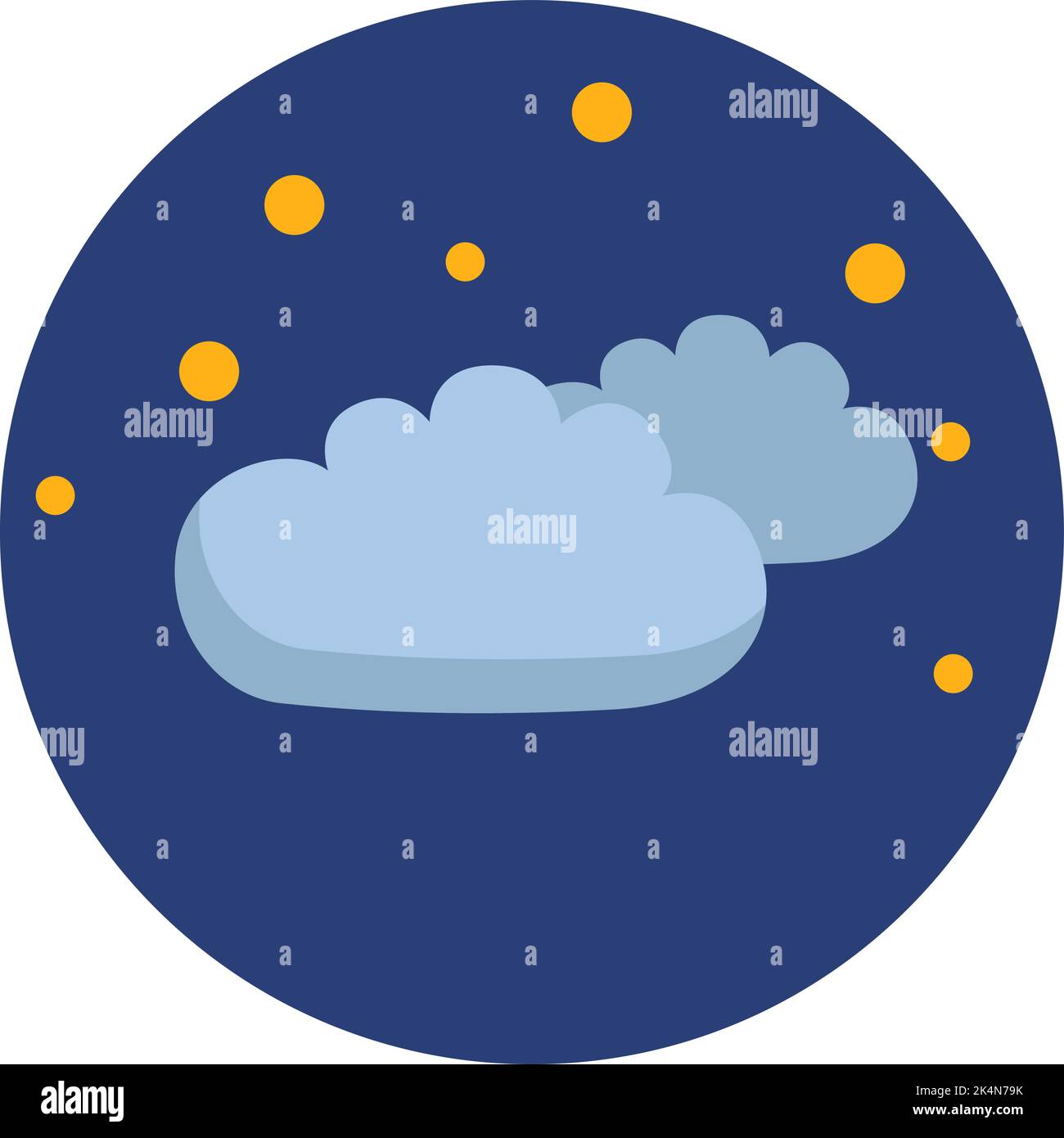 Two night clouds, illustration, vector on a white background. Stock Vector