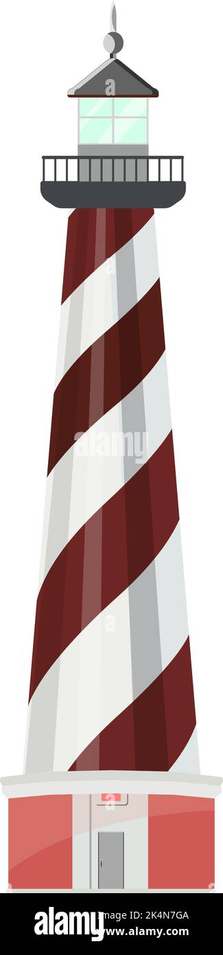 Ocean lighthouse, illustration, vector on a white background. Stock Vector