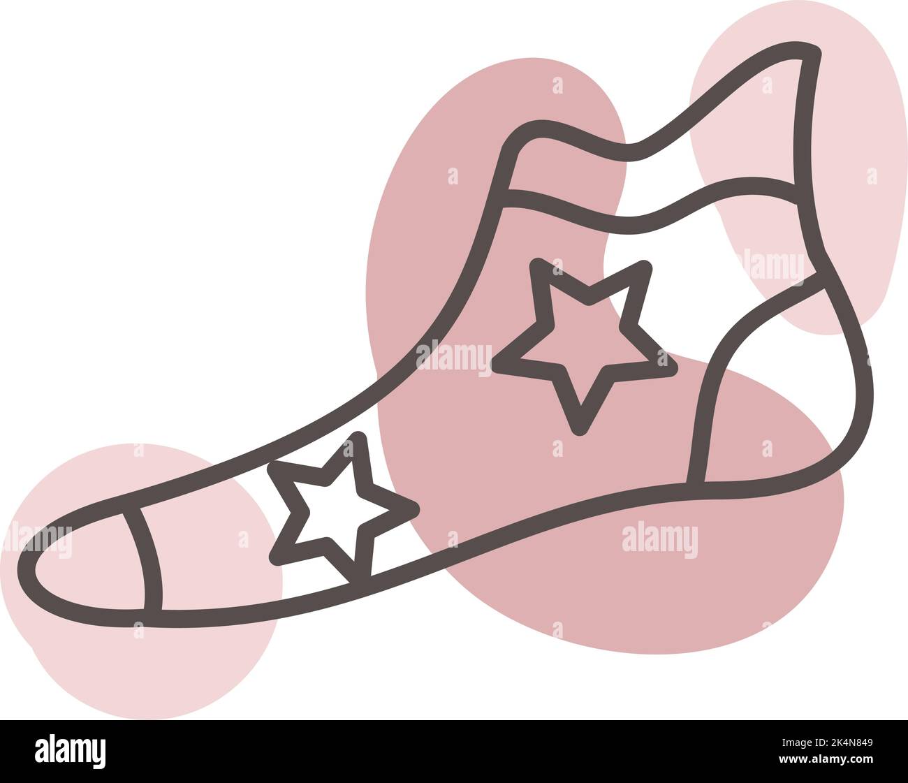 Sock with stars, illustration, vector on a white background. Stock Vector