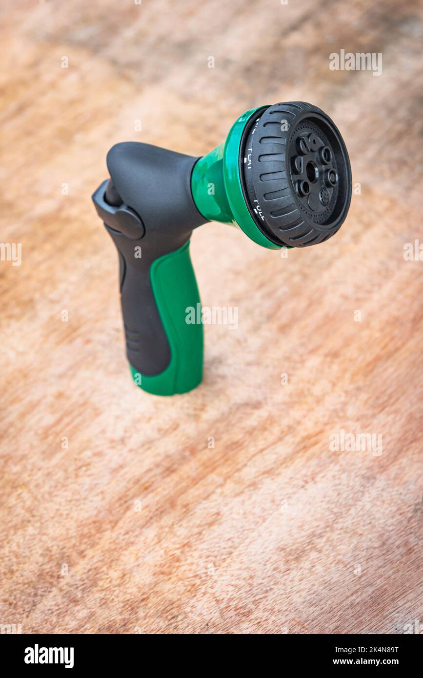 Garden hose sprayer head atomizer accessory sprinkle shower tool handle Stock Photo