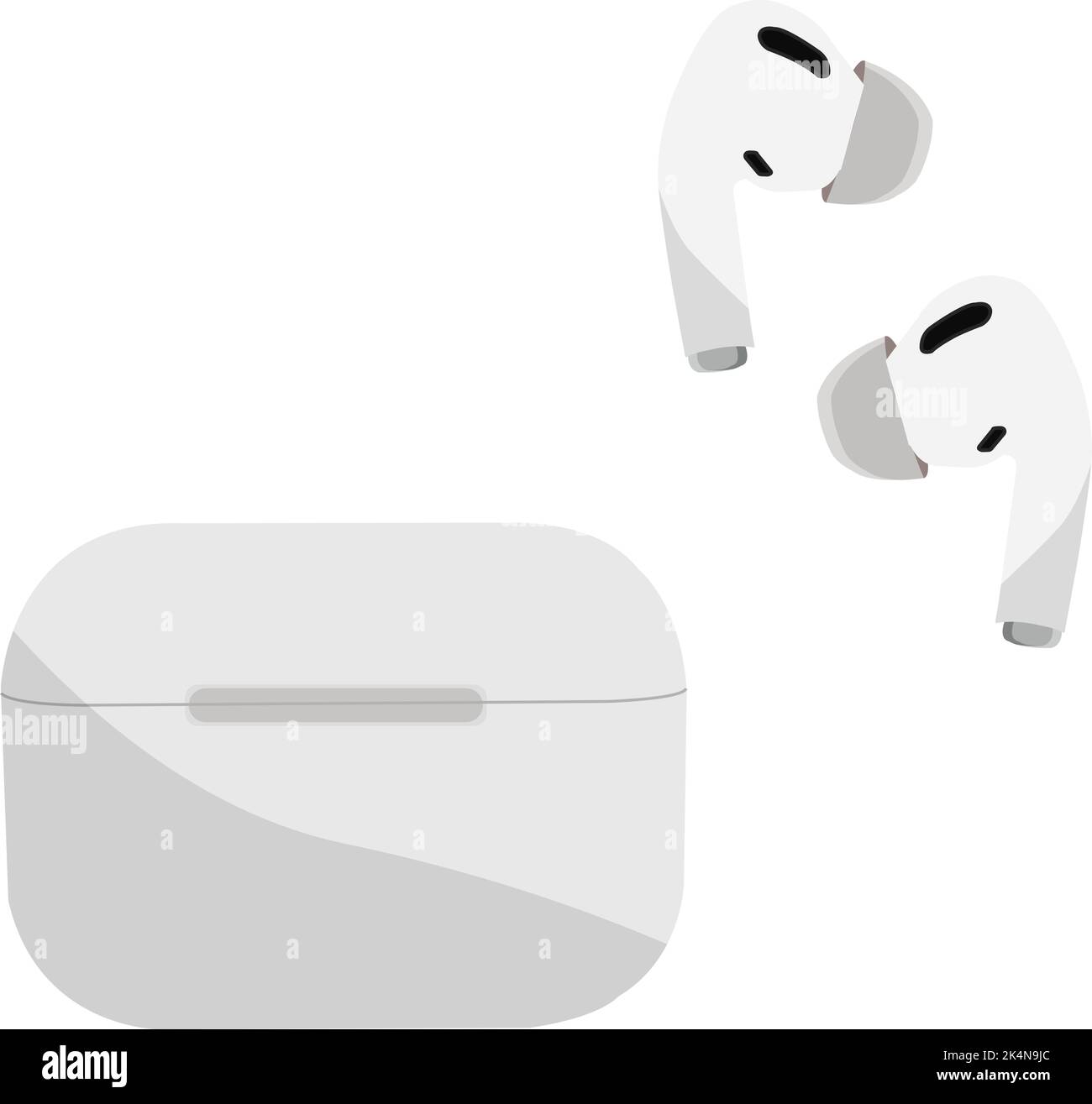 Wireless white air pods, illustration, vector on a white background. Stock Vector
