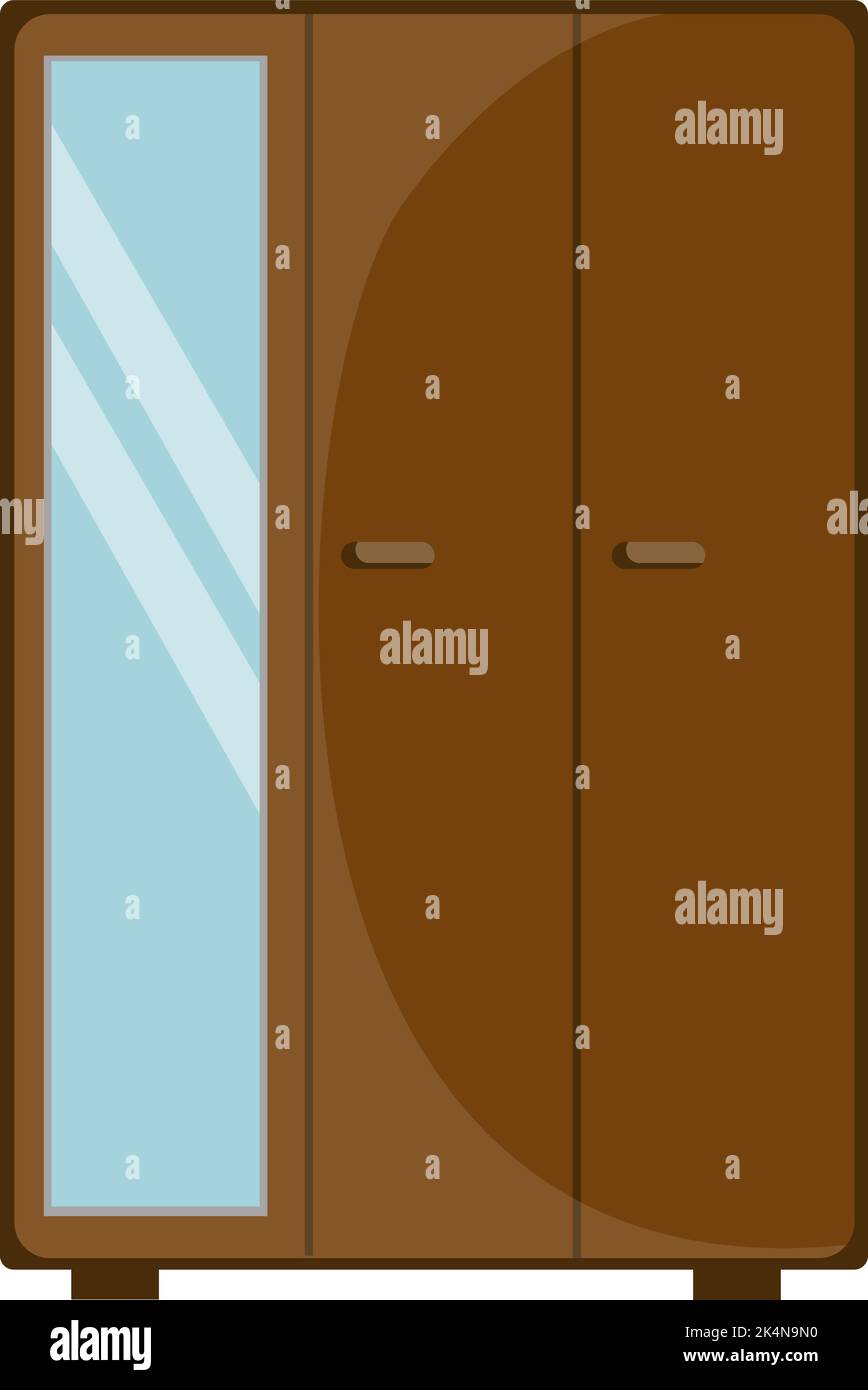 Wooden wardrobe, illustration, vector on a white background. Stock Vector