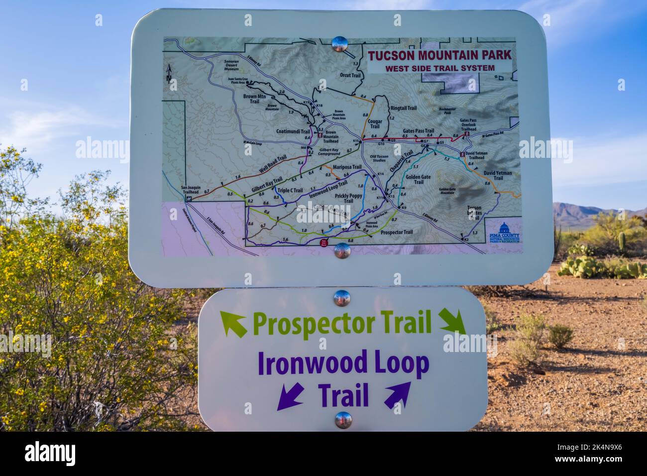Tucson, AZ, USA - April 6, 2021: The different kinds of trials going to its scenic destination Stock Photo