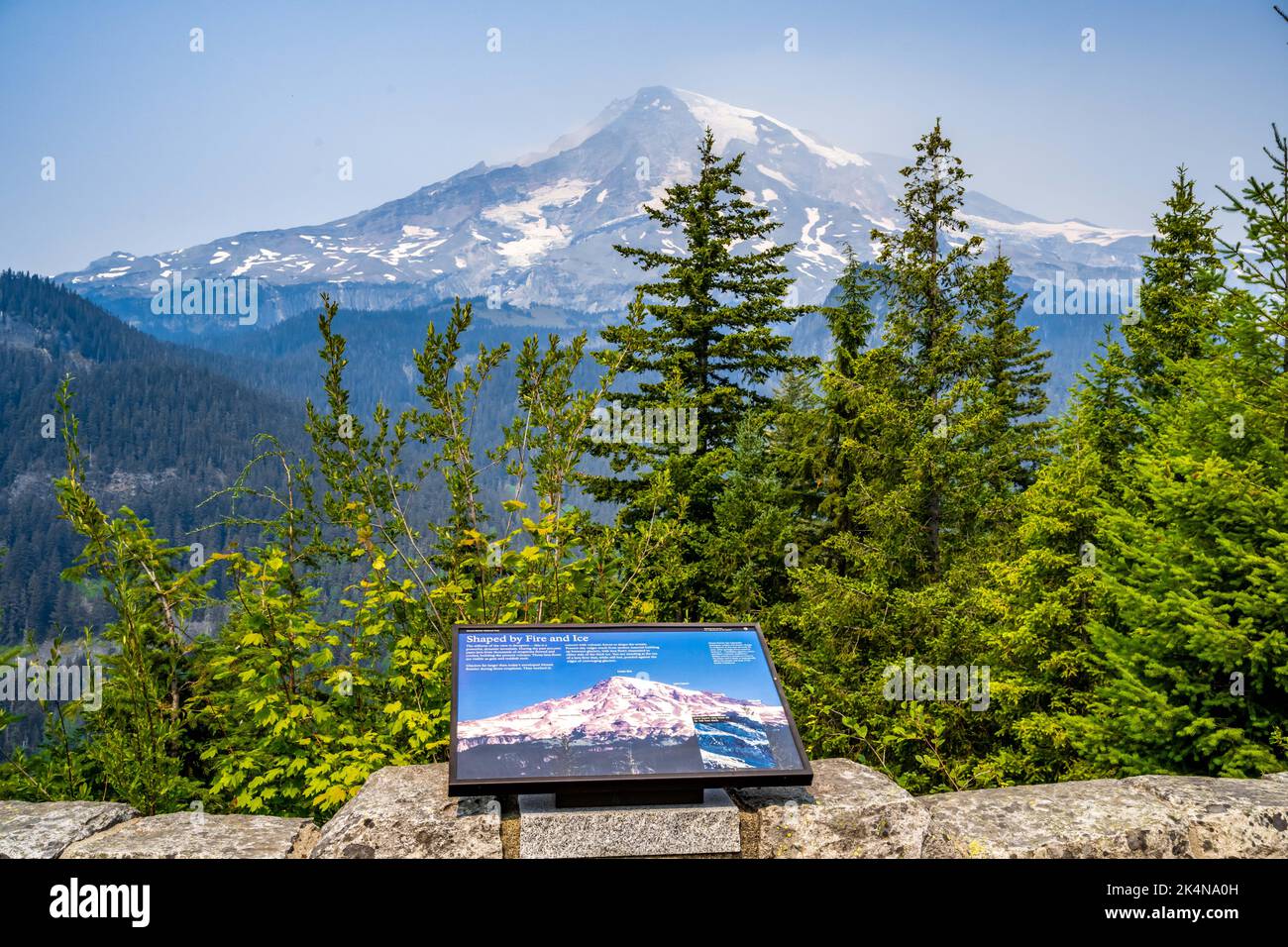 Mt Rainer NP, WA, USA - August 14, 2021: Shaped by Fire and Ice Stock Photo