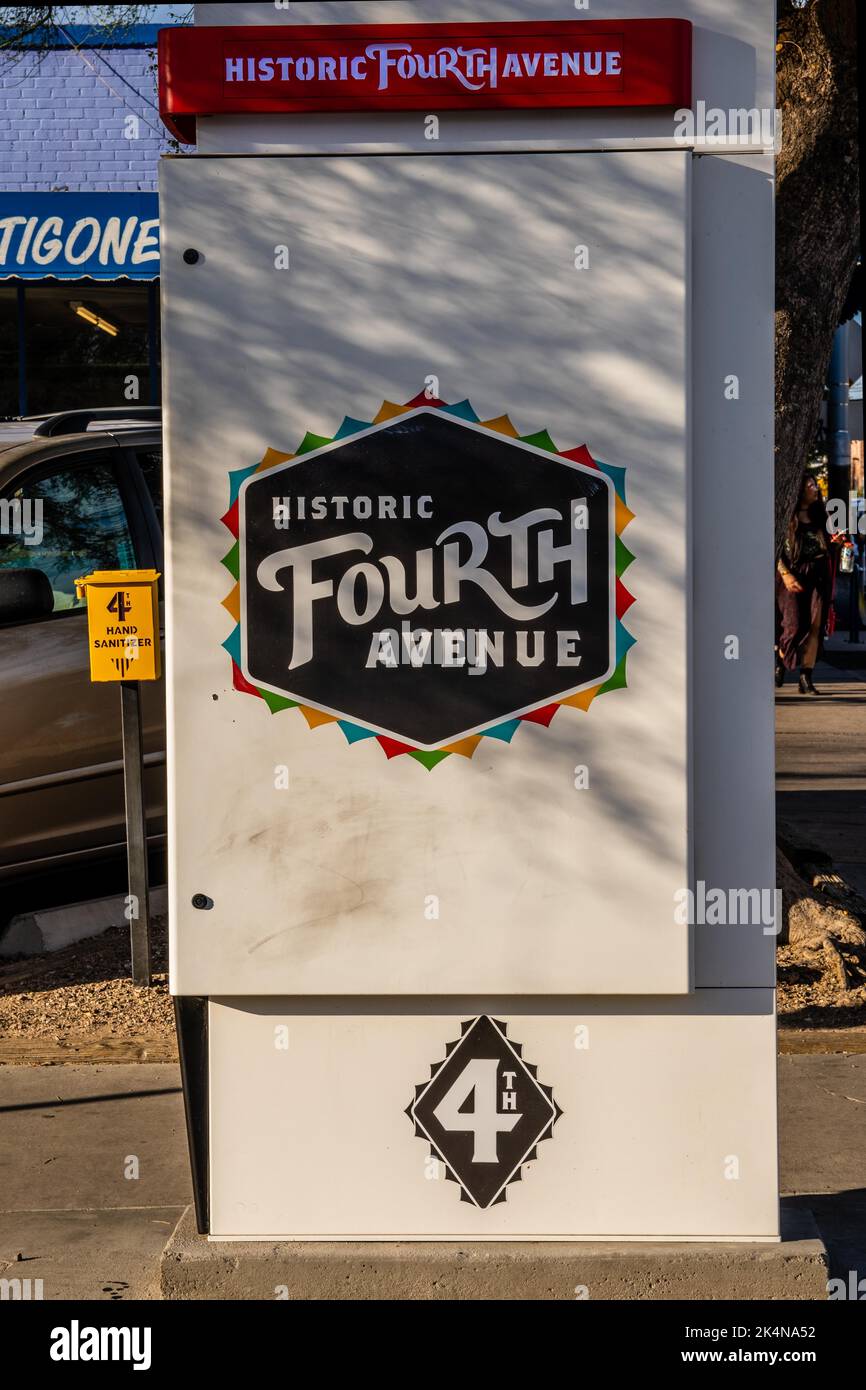 Tucson, AZ, USA - Oct 16, 2021: The Historic Fourth Avenue Coalition community Stock Photo
