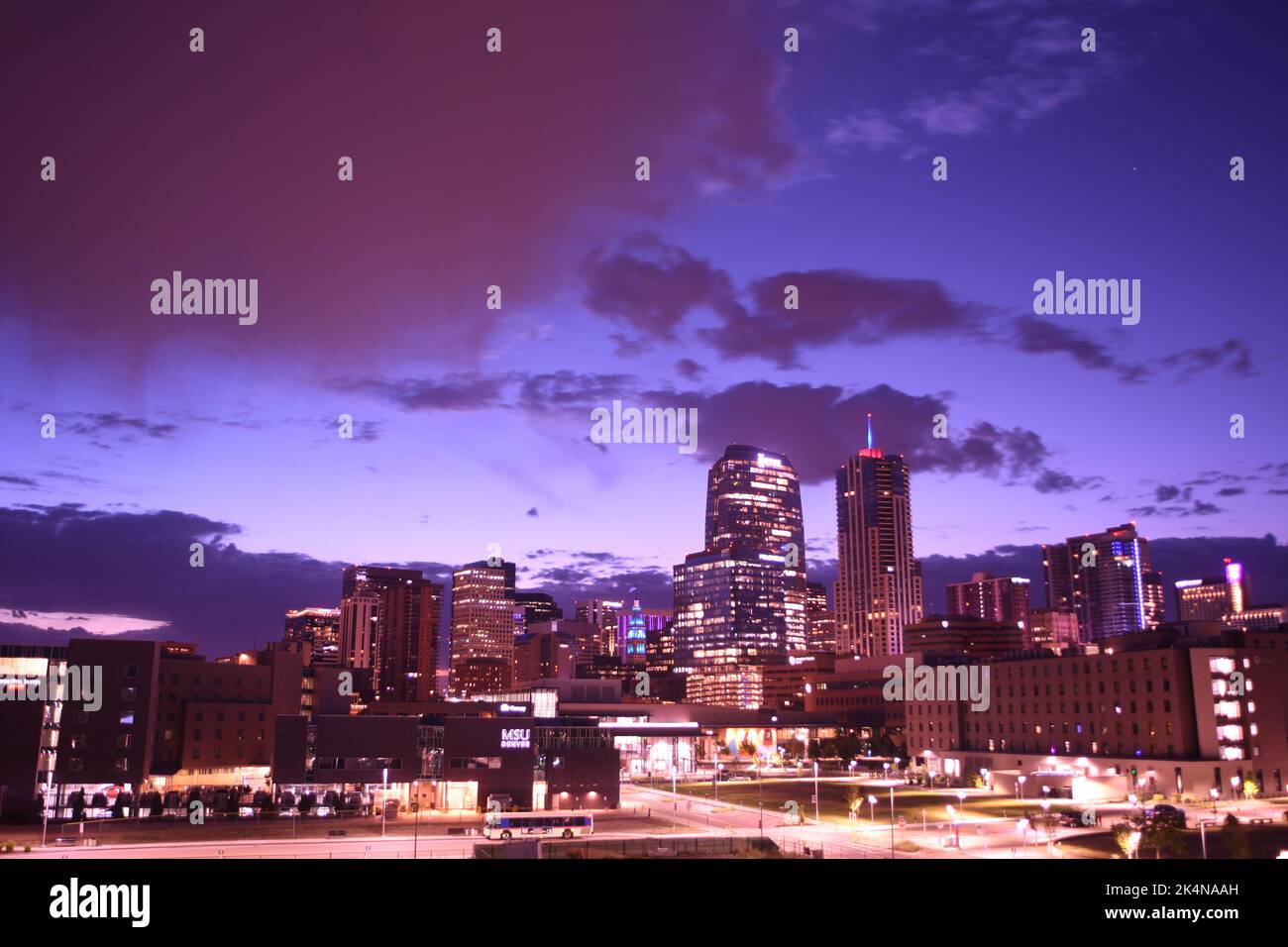 Denver Skyline and Metropolitan State university campus Stock Photo