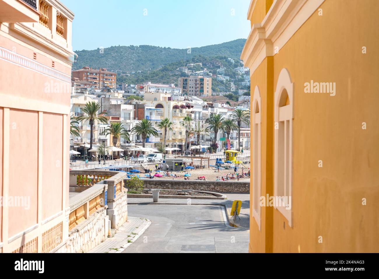 Sitges, Catalonia, Spain: July 28, 2020: Can Ferrat in the beach in Sitges in summer 2020. Stock Photo