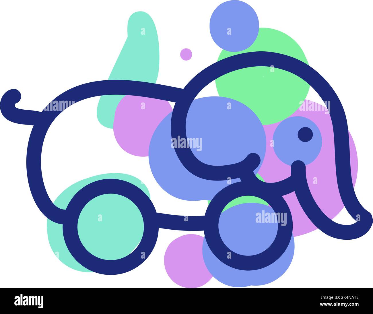 Colorful elephant toy, illustration, vector on a white background Stock