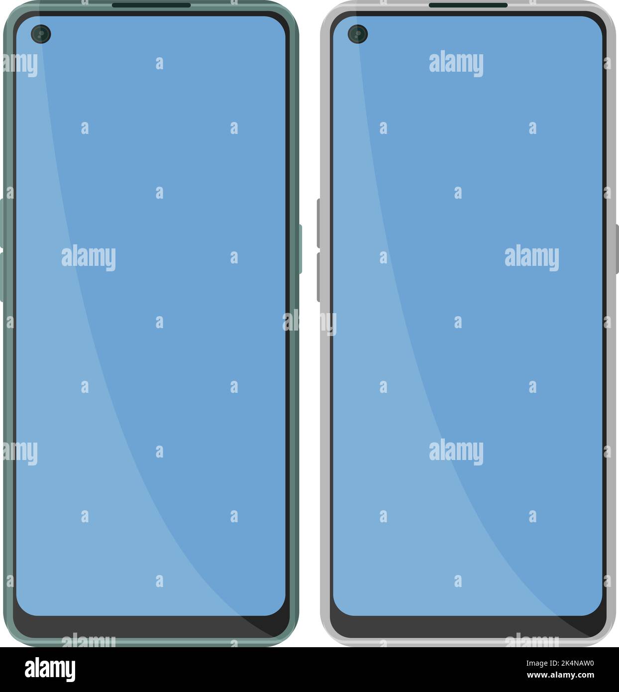 Two iphones, illustration, vector on a white background Stock Vector