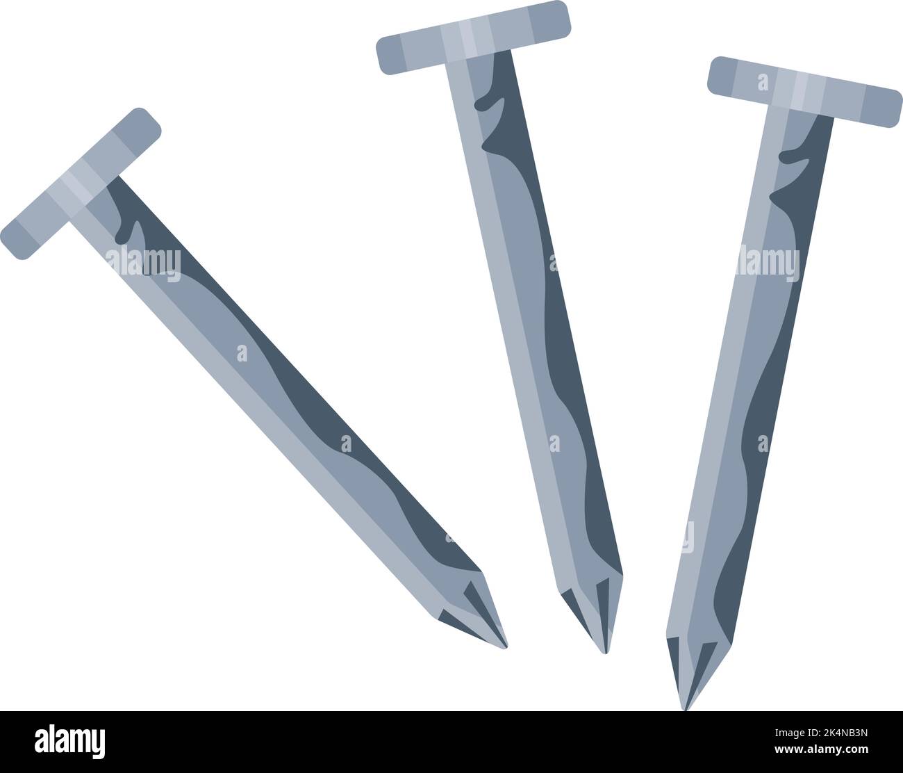 Three nails, illustration, vector on a white background. Stock Vector