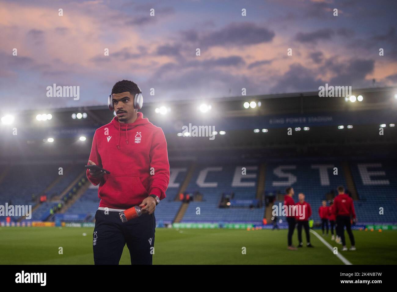 Morgan Gibbs-White #10 of Nottingham Forest check out the King Power stadium before the Premier League match Leicester City vs Nottingham Forest at King Power Stadium, Leicester, United Kingdom, 3rd October 2022  (Photo by Ritchie Sumpter/News Images) Stock Photo