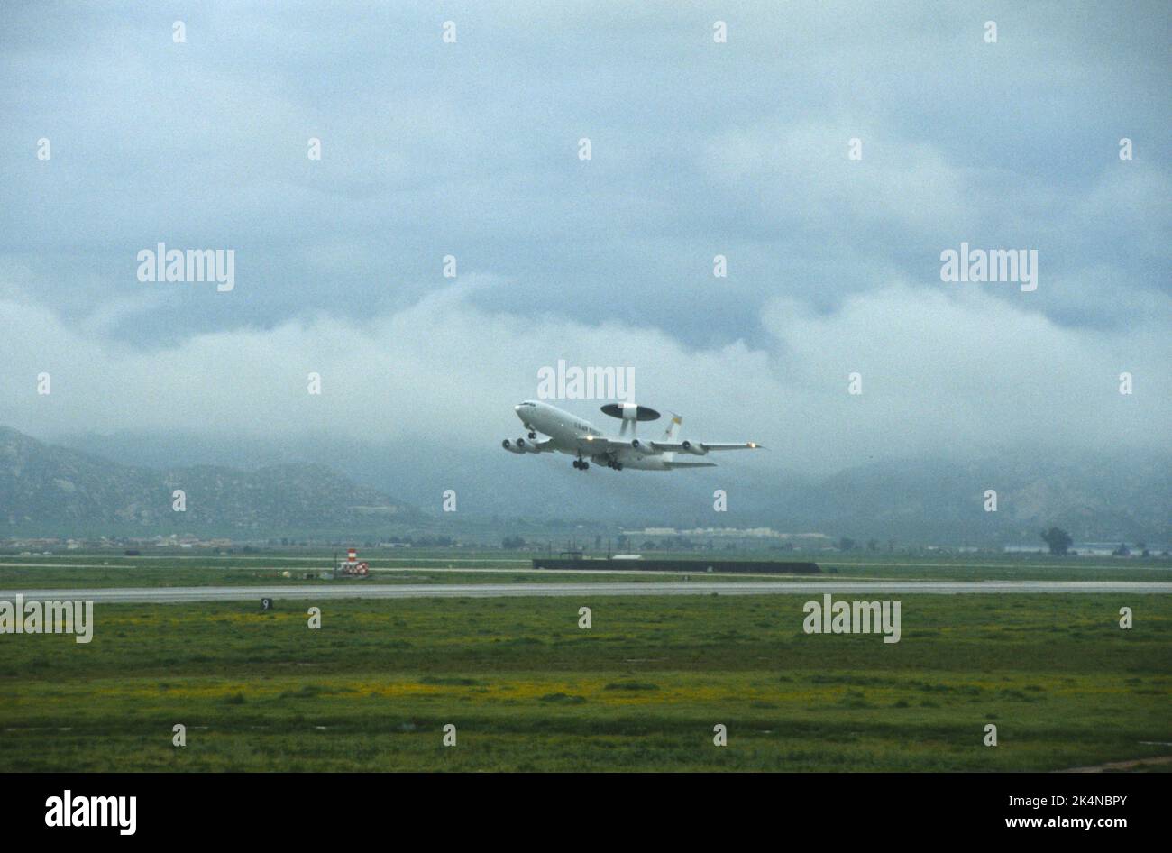 United States Air Force E-3 Sentry AWACS takes off Stock Photo