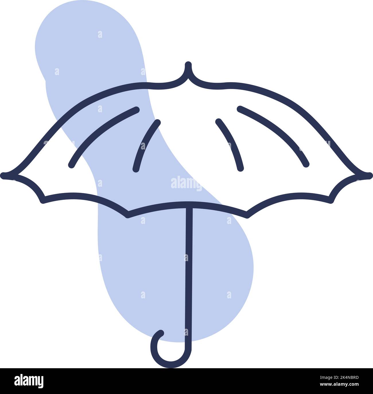 Umbrella with stripes, illustration, vector on a white background. Stock Vector