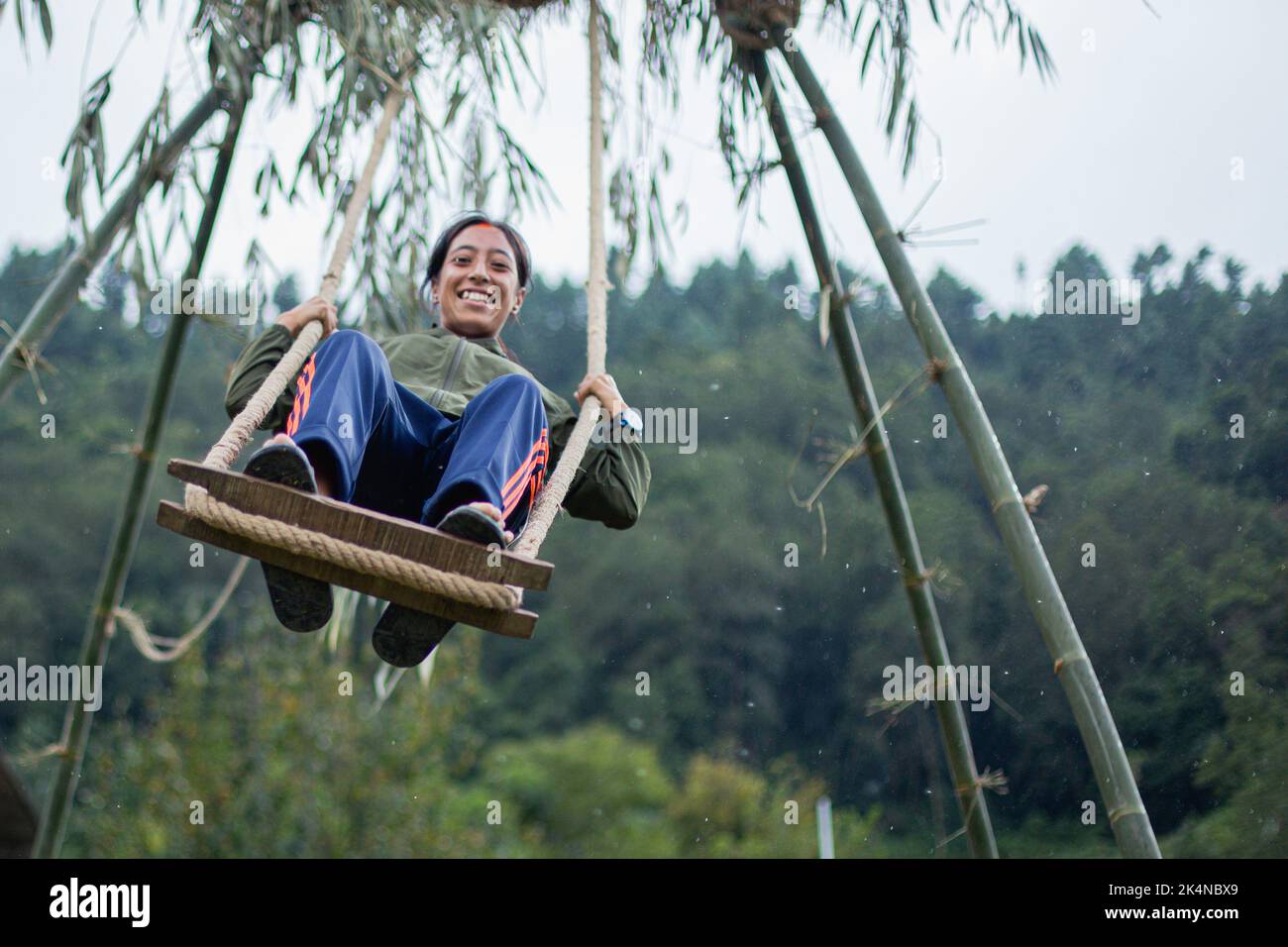 Sipadol, Bhaktapur, Nepal. 3rd Oct, 2022. Young girls play traditional