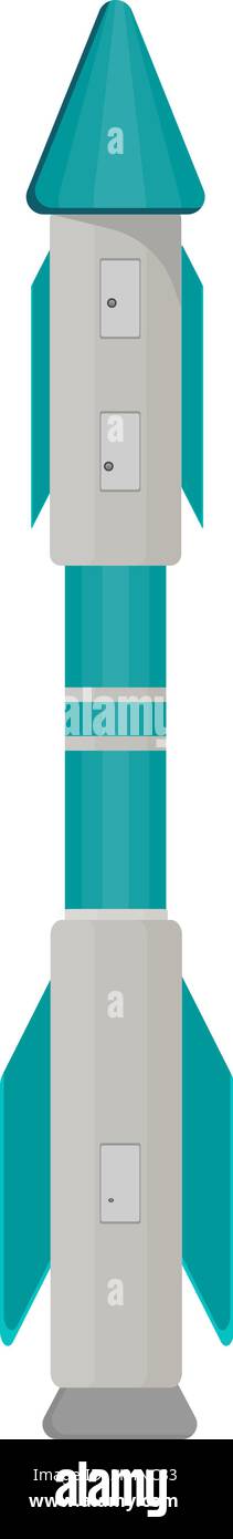 Blue missile, illustration, vector on a white background. Stock Vector