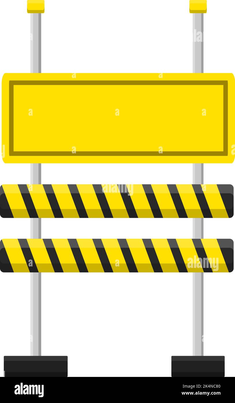 Yellow road barricade, illustration, vector on a white background Stock ...