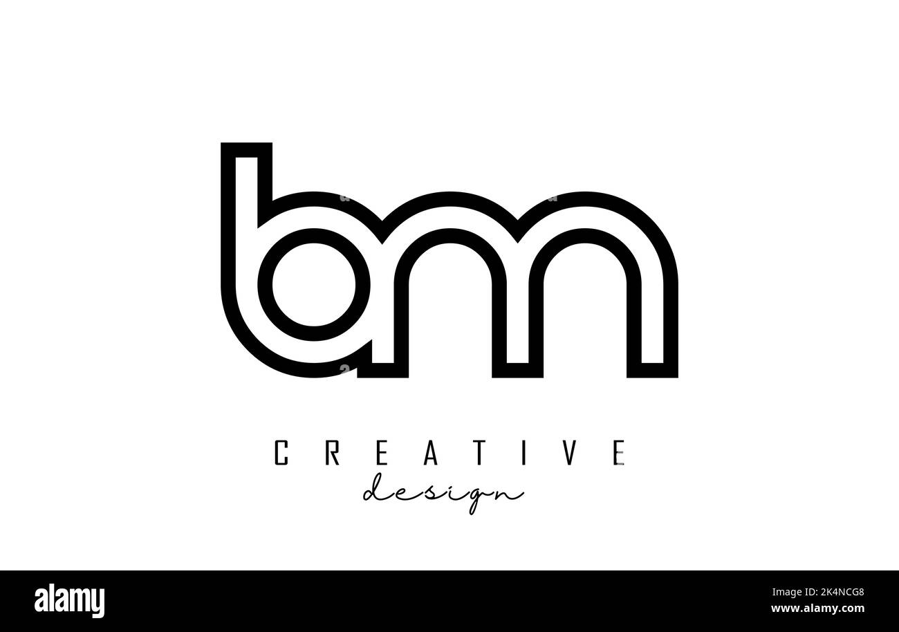 Outline letters bm b m logo with a minimalist design. Letters with elegant, simple and two letters design. Creative Vector Illustration with letters. Stock Vector