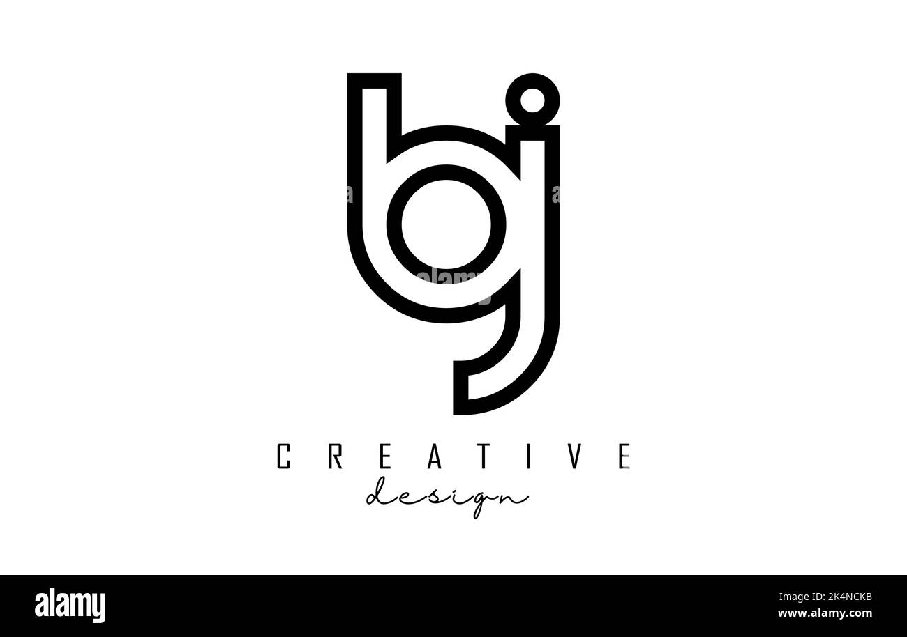 Outline letters bj b j logo with a minimalist design. Letters with