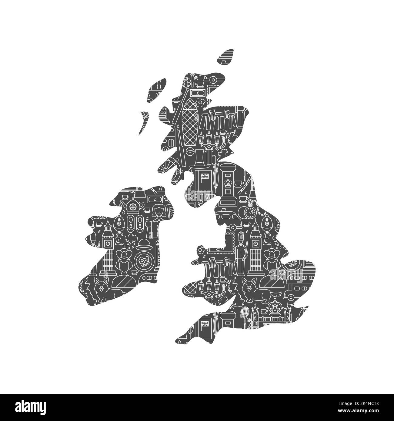 Great Britain Country Line Concept Stock Vector