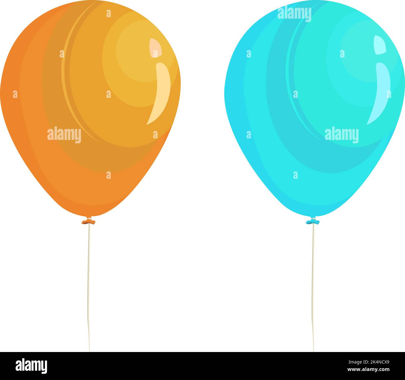 Orange and blue balloons, illustration, vector on a white background ...