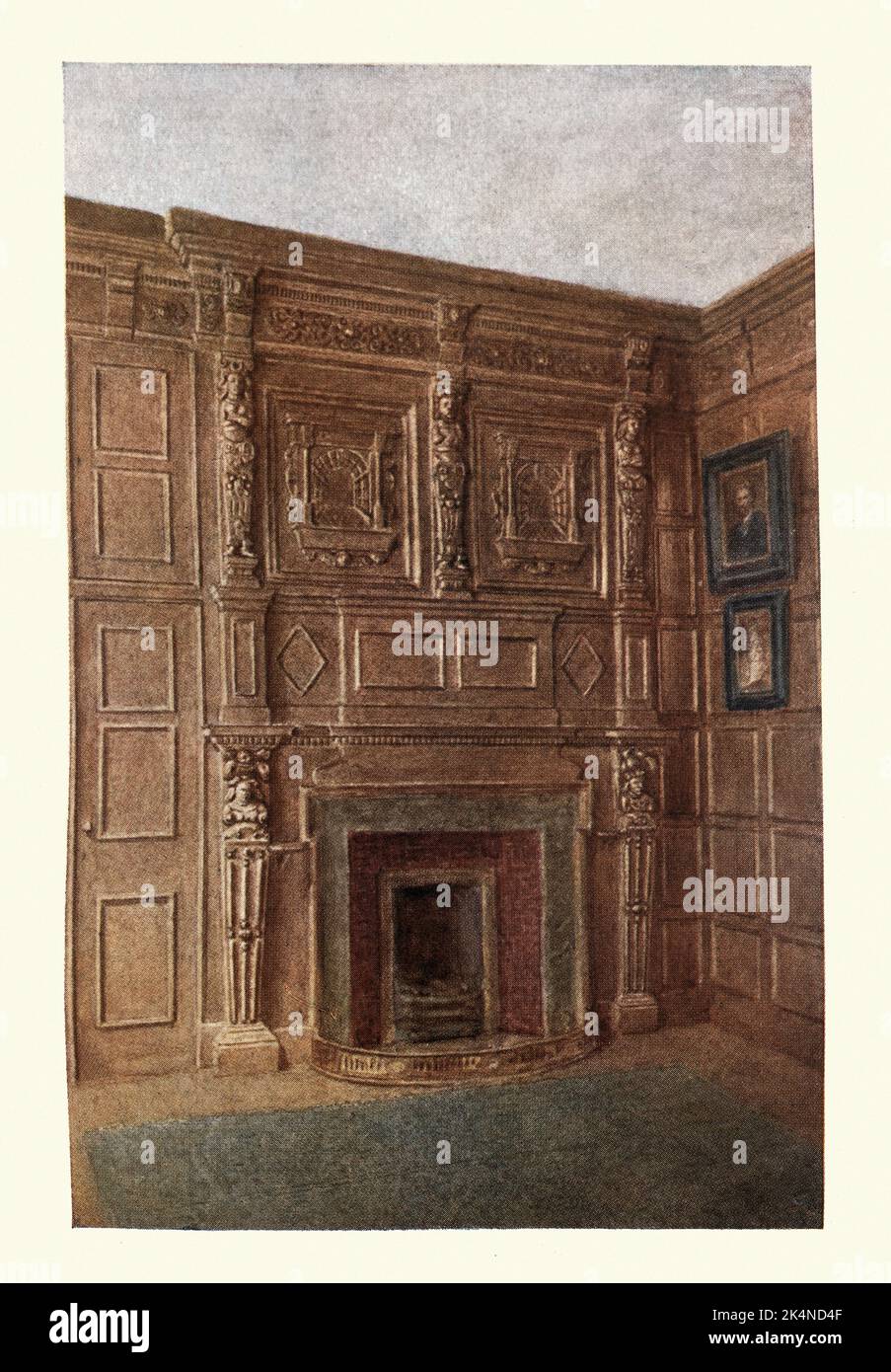 Architecture, Chimney piece and cedar room at 4 Coleman Street, London, detroyed in 1896 Stock Photo
