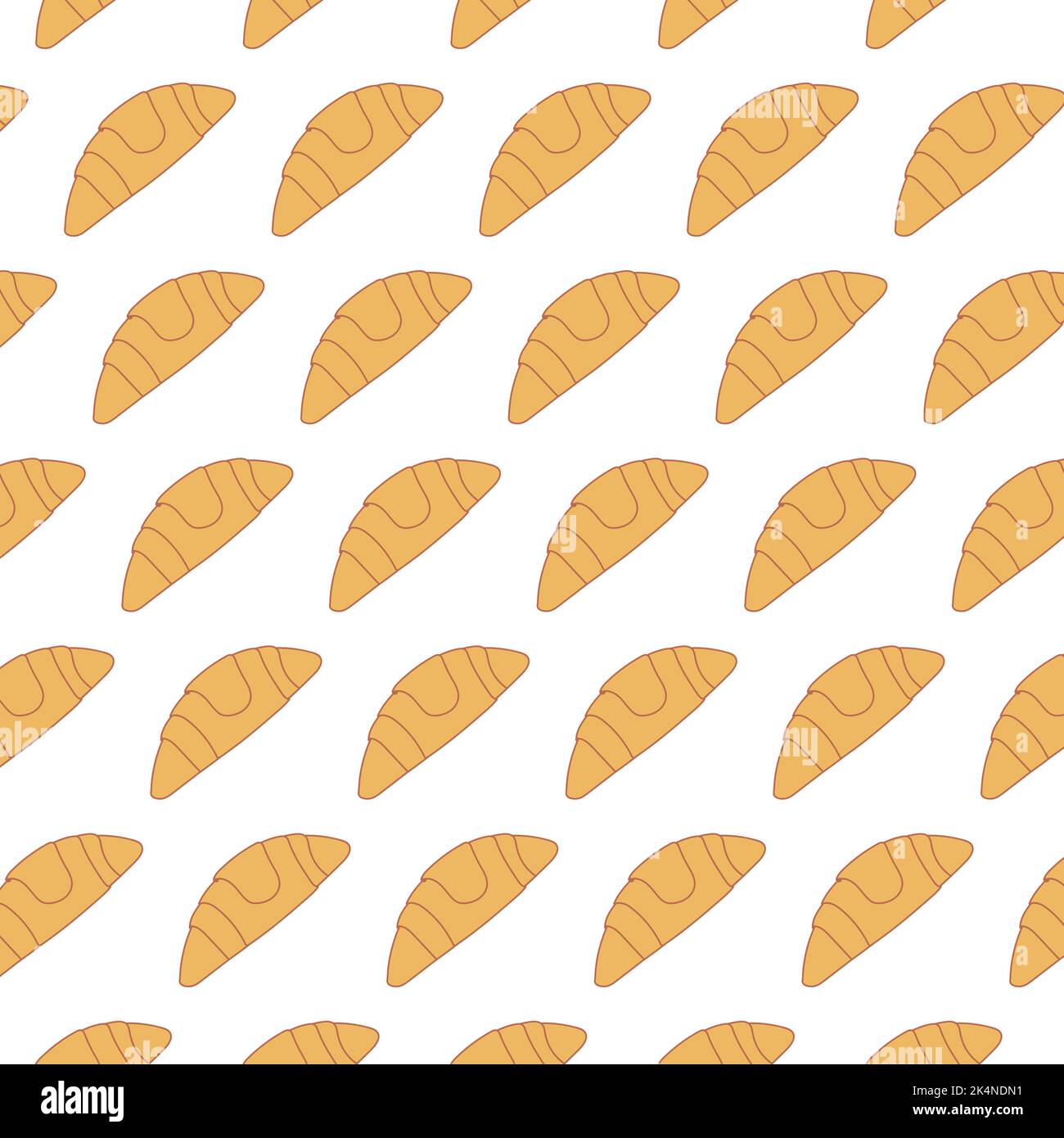 a vector pattern of delicious, yellow croissants. Stock Vector