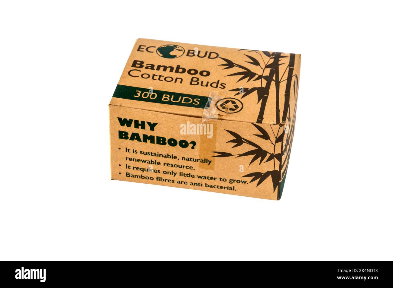Box of Eco Bud bamboo cotton buds. Stock Photo