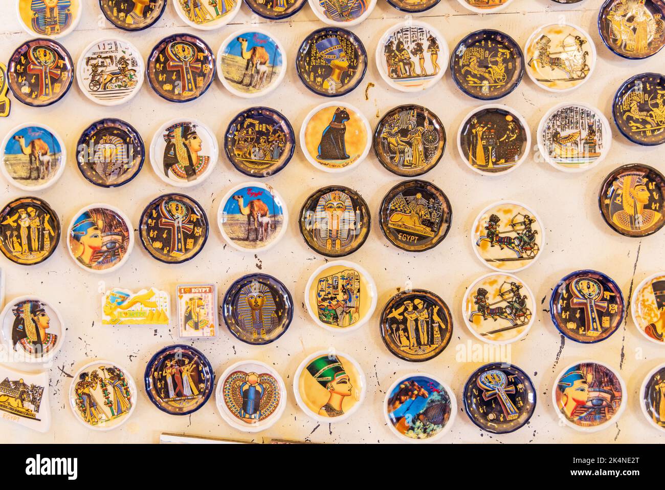 Abu Simbel, Aswan, Egypt. February 23, 2022. Ceramic plate souvenirs at