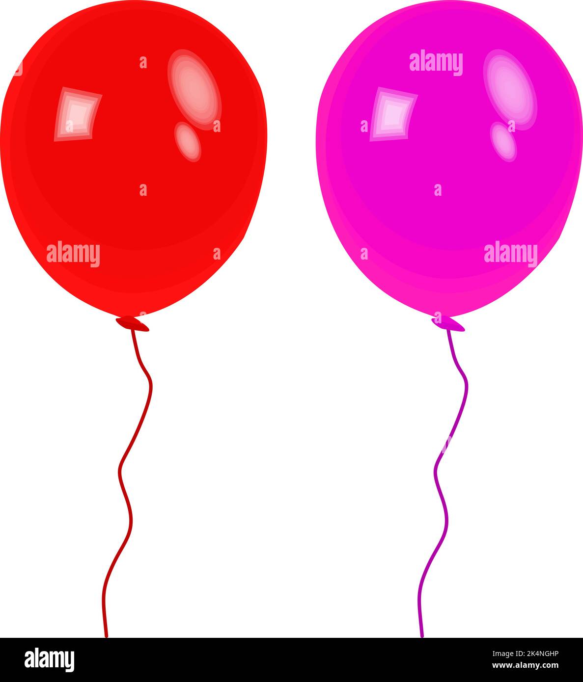 Pink and red balloons, illustration, vector on a white background Stock ...