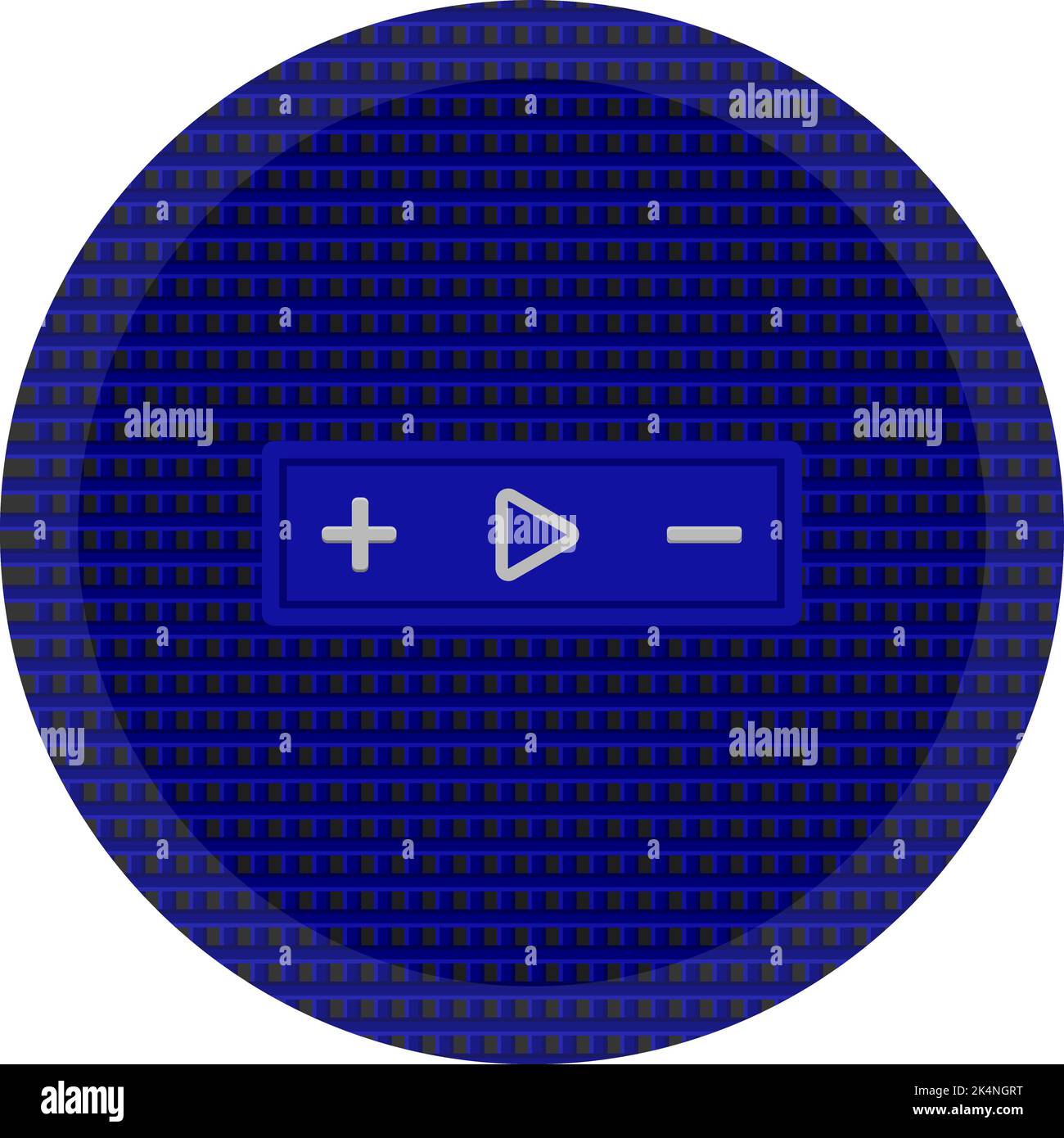 Blue circular bluetooth speaker, illustration, vector on a white background. Stock Vector