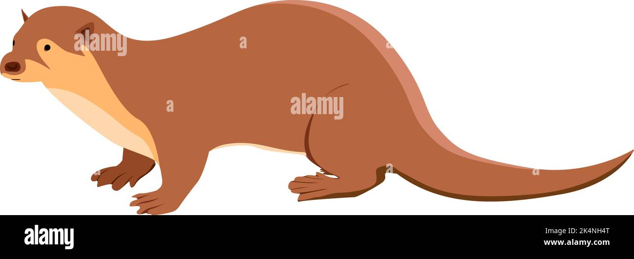 Brown otter, illustration, vector on a white background. Stock Vector