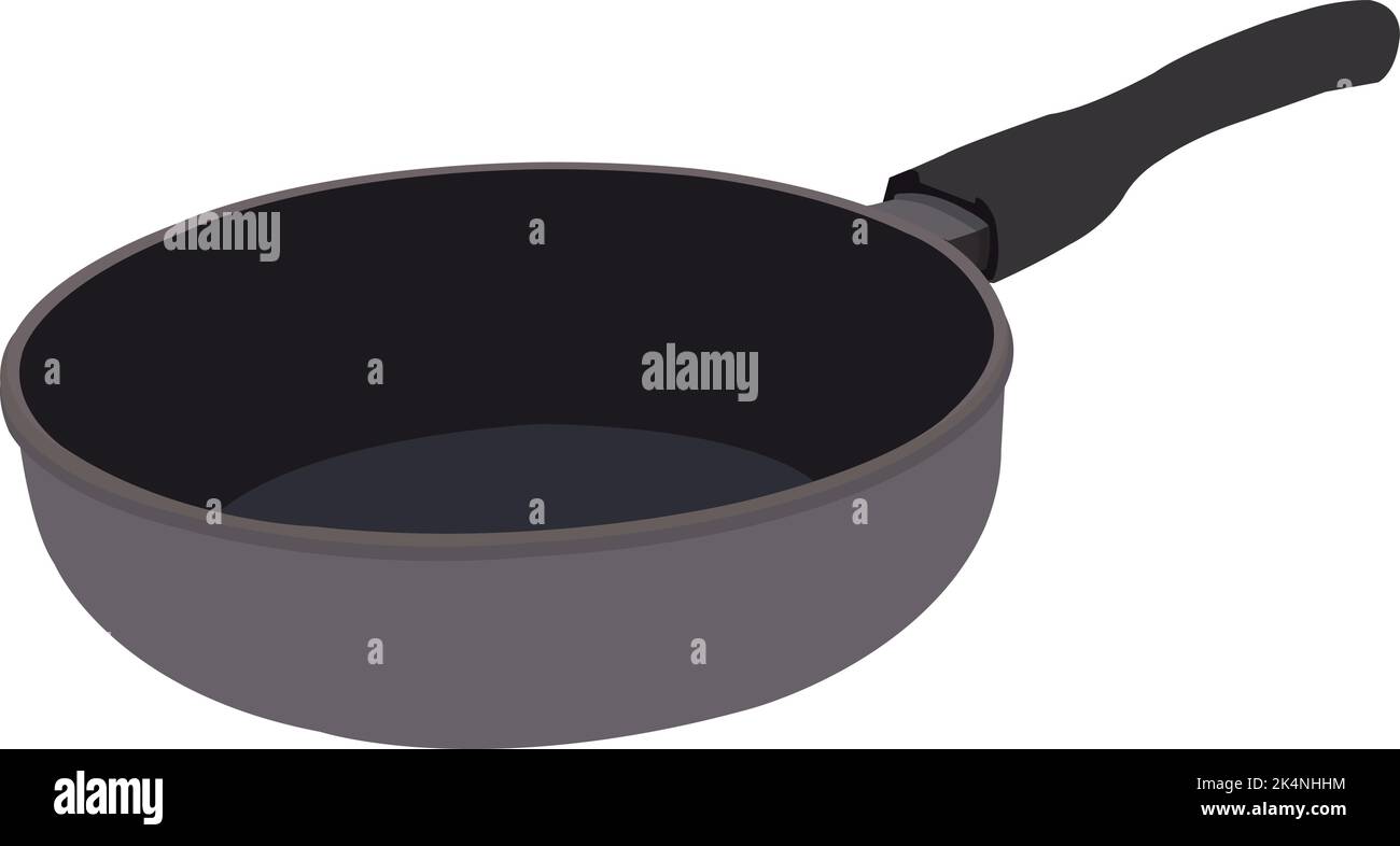 Deep frying pan, illustration, vector on a white background Stock